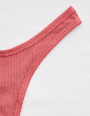 Aerie Ribbed High Cut Thong Underwear
