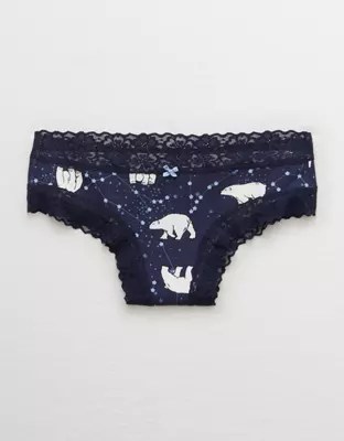 Aerie Lace Trim Cotton Cheeky Underwear