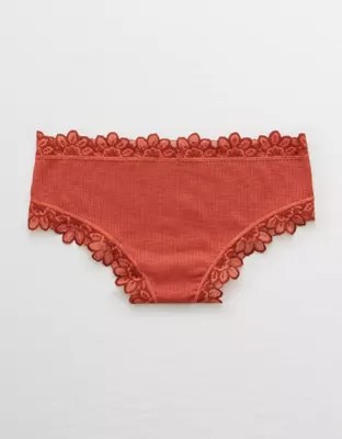 Aerie Ribbed Lace Trim Cheeky Underwear