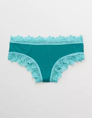 Aerie Ribbed Lace Trim Cheeky Underwear