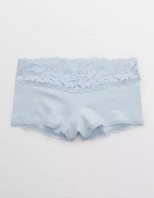 Aerie Palm Lace Cotton Boyshort Underwear