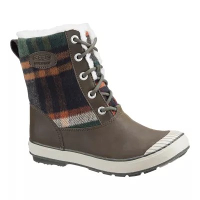 Keen Women's Elsa Waterproof Winter Boots Brown/Green Plaid