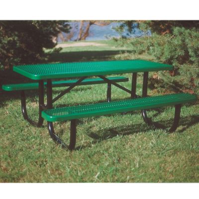 Thermoplastic Coated Steel Picnic Table 8’l Heavy Duty Green Quanoodle