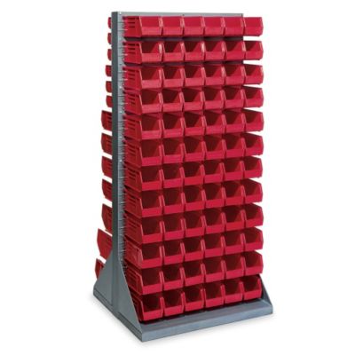 Akromils Louvered Panel Bin Rack 353/4 X32x751/8″ (144) 51/2 X107/8 X5″ Bins Blue