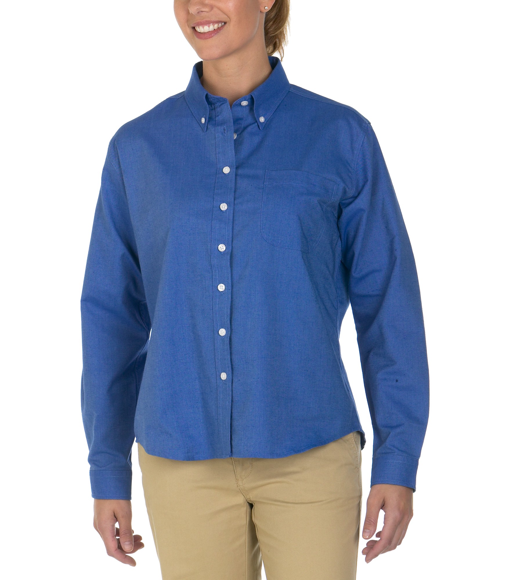 AMP_CA Oxford International Ladies Long Sleeve Button Down Oxford Shirt
