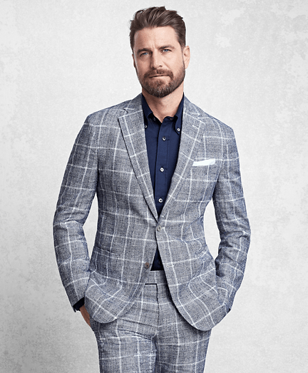 Golden Fleece® Navy Glen Plaid Suit Brooks Brothers