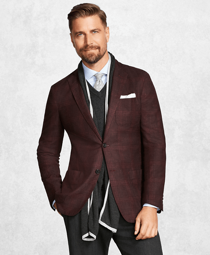 Golden Fleece® BrooksCloud™ Burgundy Plaid Sport Coat Brooks Brothers