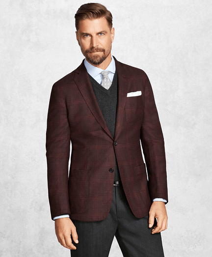 Golden Fleece® BrooksCloud™ Burgundy Plaid Sport Coat Brooks Brothers