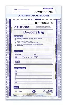 5 x 9 1/2 Drop Safe Style Deposit Bag, Clear Mint Delux Products X1
