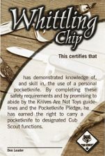 Cub Scout Whittling Chip Pocket Certificate, Single