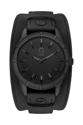 Black Leather Cuff Watch