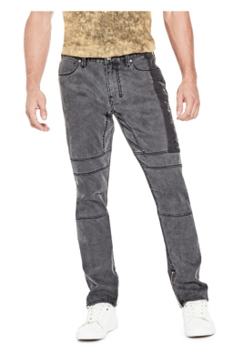 Slim Tapered Zip Moto Jeans