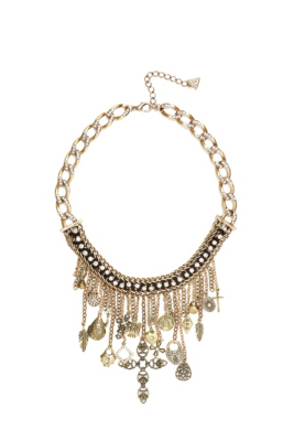 Gold and Rose GoldTone Charm Statement Necklace