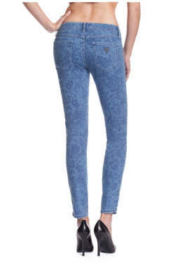 Brittney Ankle Skinny Jeans with Paisley Print GUESS.ca