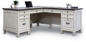 Martin Furniture Hartford Office LShaped Desk in Linen White