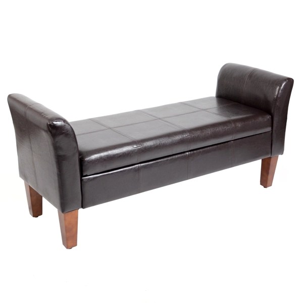 Brown Faux Leather Storage Bench Kirklands