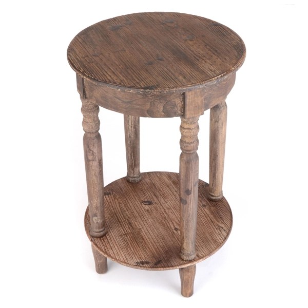 Distressed Round Wood Accent Table Kirklands