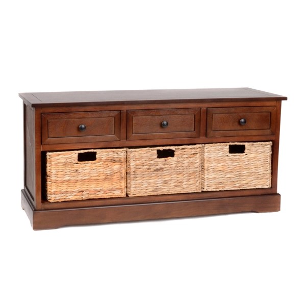 Brown 6Drawer Storage Bench with Baskets Kirklands