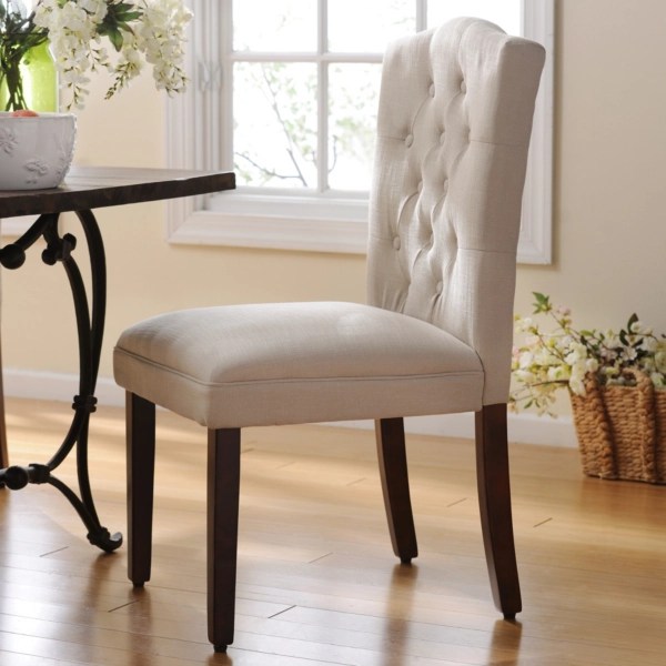 Tufted Ivory Linen Parsons Chair Kirklands