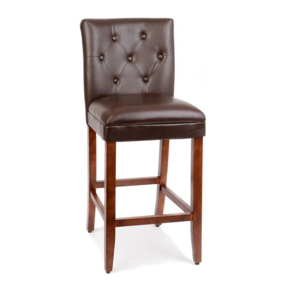 Brown Faux Leather Tufted Bar Stool Kirklands