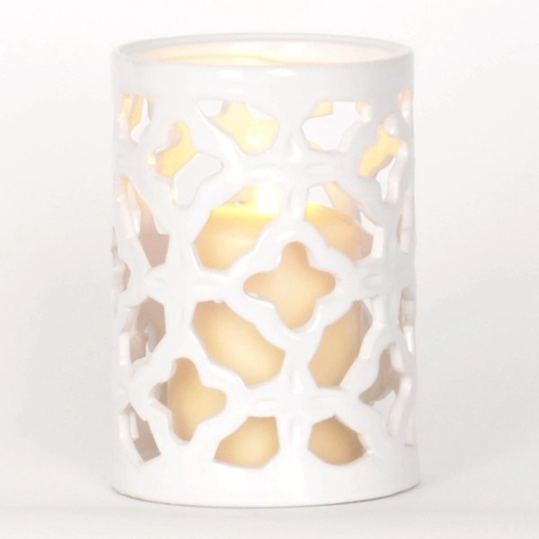 White Clover Ceramic Hurricane, 6.5 in. Kirklands