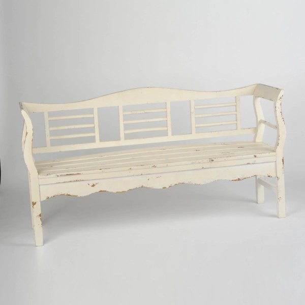 Distressed White Wood Bench Kirklands