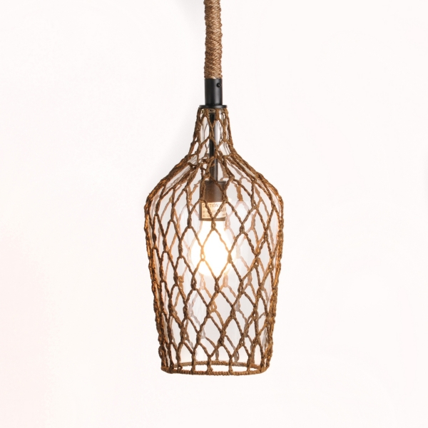 Clear Glass Pendant Light with Rope Overlay Kirklands