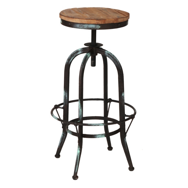 Industrial Black & Aqua Bar Stool Kirklands