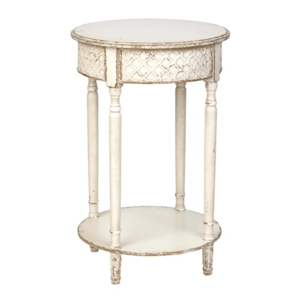 Distressed White Round Accent Table Kirklands