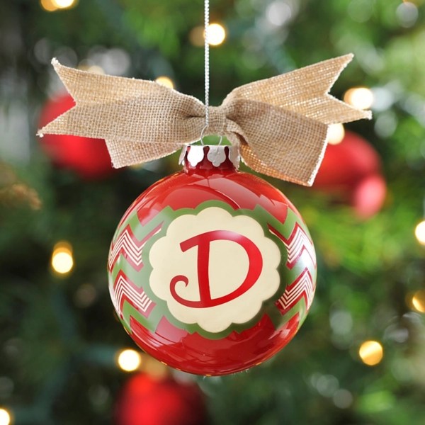 Red & Green Burlap Monogram D Ornament Kirklands
