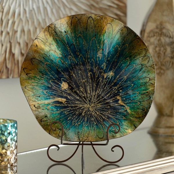 Blue & Gold Glass Starburst Charger Kirklands