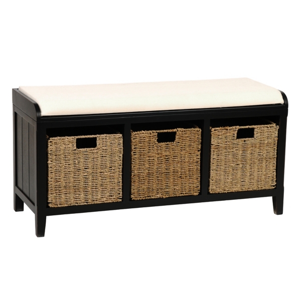 Black Beadboard Storage Bench Kirklands