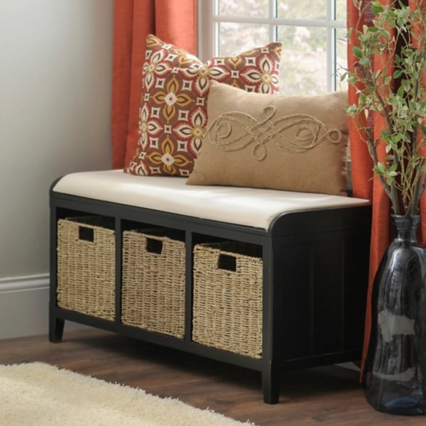 Black Beadboard Storage Bench Kirklands