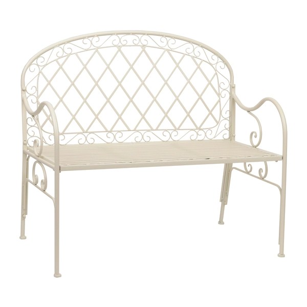 Cottage White Metal Bench Kirklands