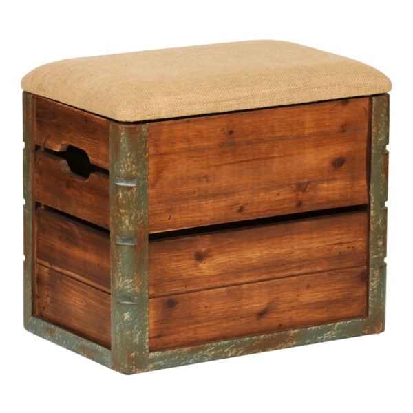Wooden Crate Storage Ottoman Kirklands
