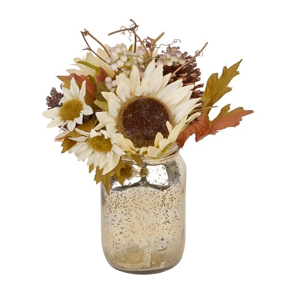 Sunflower Arrangement in Mason Jar Vase Kirklands