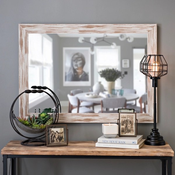 Distressed White Driftwood Framed Mirror, 30x42 Kirklands