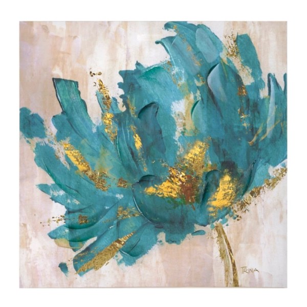 Turquoise and Gold Flower Canvas Art Print Kirklands