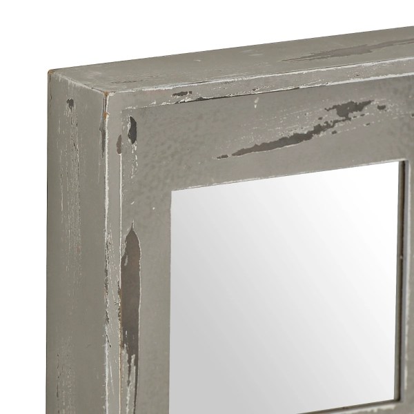 Gray Window Pane Wall Shelf Mirror with Hooks Kirklands