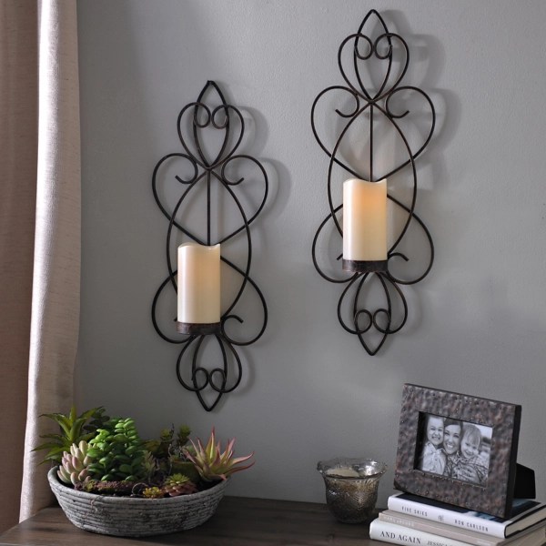 Camila Bronze Sconces with LED Candles, Set of 2 Kirklands
