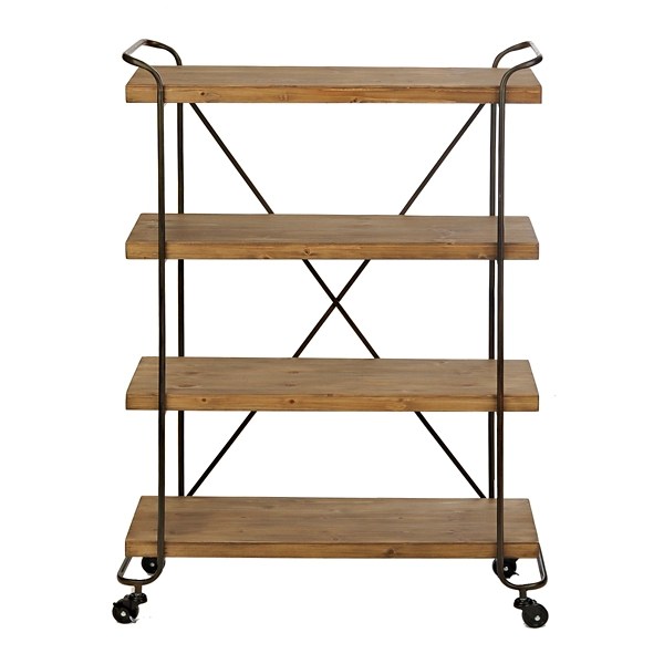 Industrial Natural Wood Rolling Shelf Kirklands