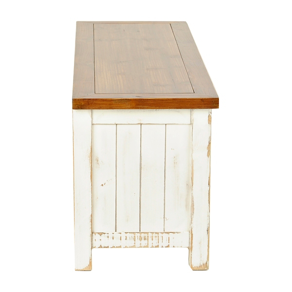 Farmhouse White Sliding Storage Bench Kirklands