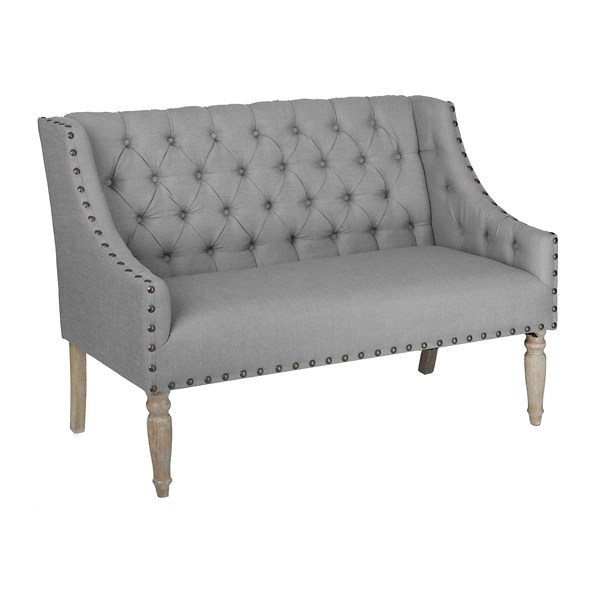 Button Tufted Gray Settee Kirklands