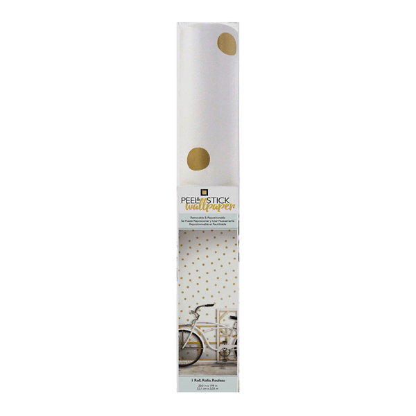 Gold Dot Peel And Stick Wall Paper Roll Kirklands
