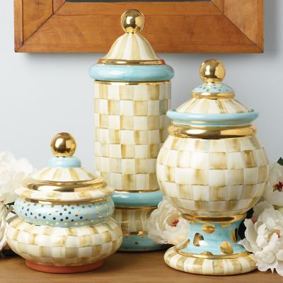 MacKenzieChilds Parchment Check Groovy Canister