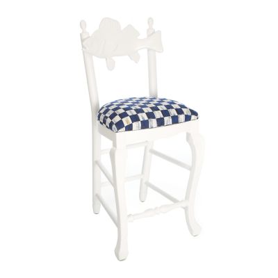 MacKenzieChilds Outdoor Fish Bar Stool Royal Check