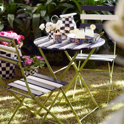 MacKenzieChilds Outdoor Black & White Metal Bistro Table