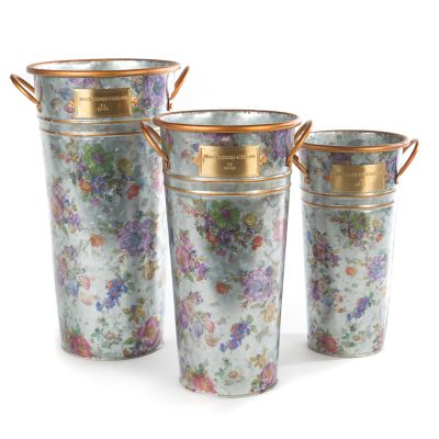 MacKenzieChilds Flower Market Galvanized Flower Buckets Set of 3