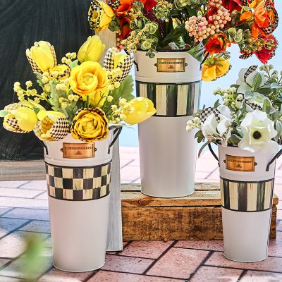 MacKenzieChilds Spectator Galvanized Flower Buckets Set of 3