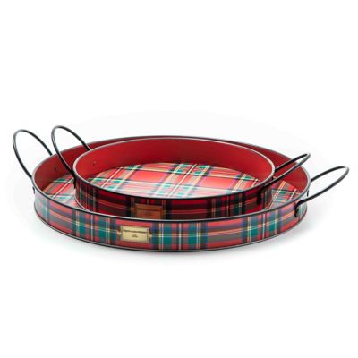 MacKenzieChilds Tartastic Serving Trays, Set of 2